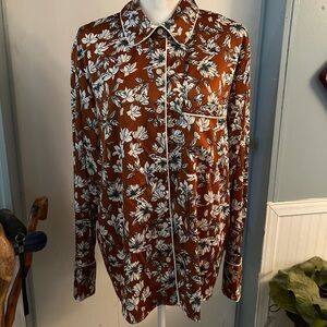 La Ligne x Target Brown Floral Button Top With Pocket Detail